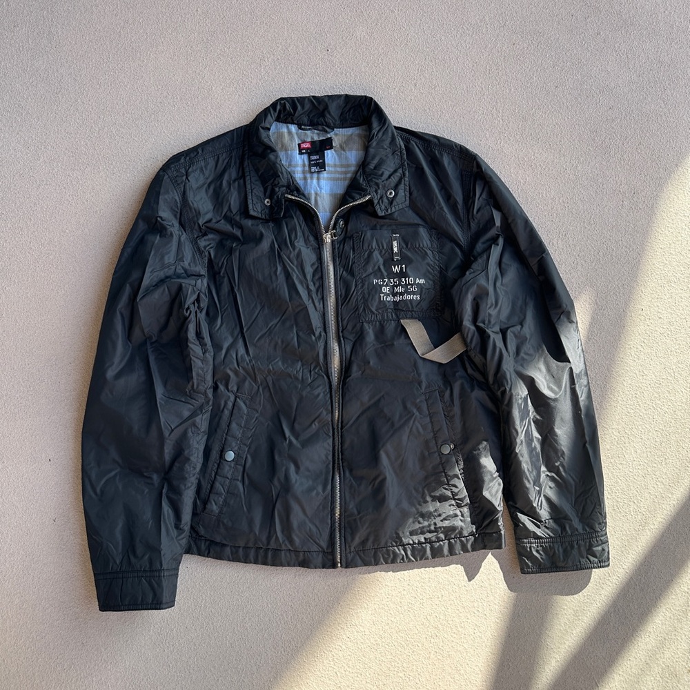 Black Slim Fit Diesel Jacket with Zipper Closure